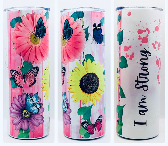 I Am Strong Butterfly Tumbler